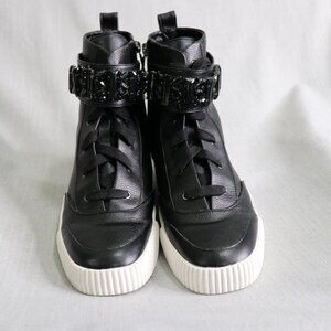 Karl Lagerfeld Hi Top Leather Sneakers Mens 10 Zip Up Black FLASH SALE